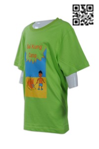 T603訂購兒童印花T恤  中童 小學 露營班衫 野外CAMP TEE 度身訂造童裝T恤 訂造小童圓領衫 T恤專營    草綠色